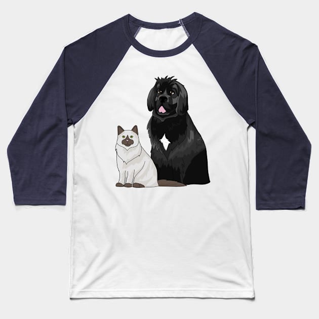 Cat and Dog Baseball T-Shirt by MoggyCatDesigns